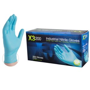 X3 Industrial Blue Nitrile Gloves